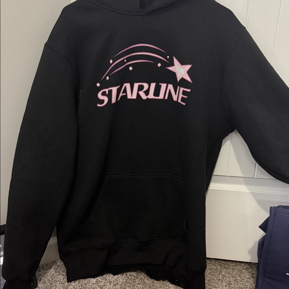 Black Hoodie with Pink Starline Design